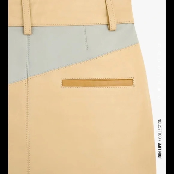 Zara SRPLS Patchwork Skirt Join Life Tanned Leather Large - NWT - Picture 4 of 11
